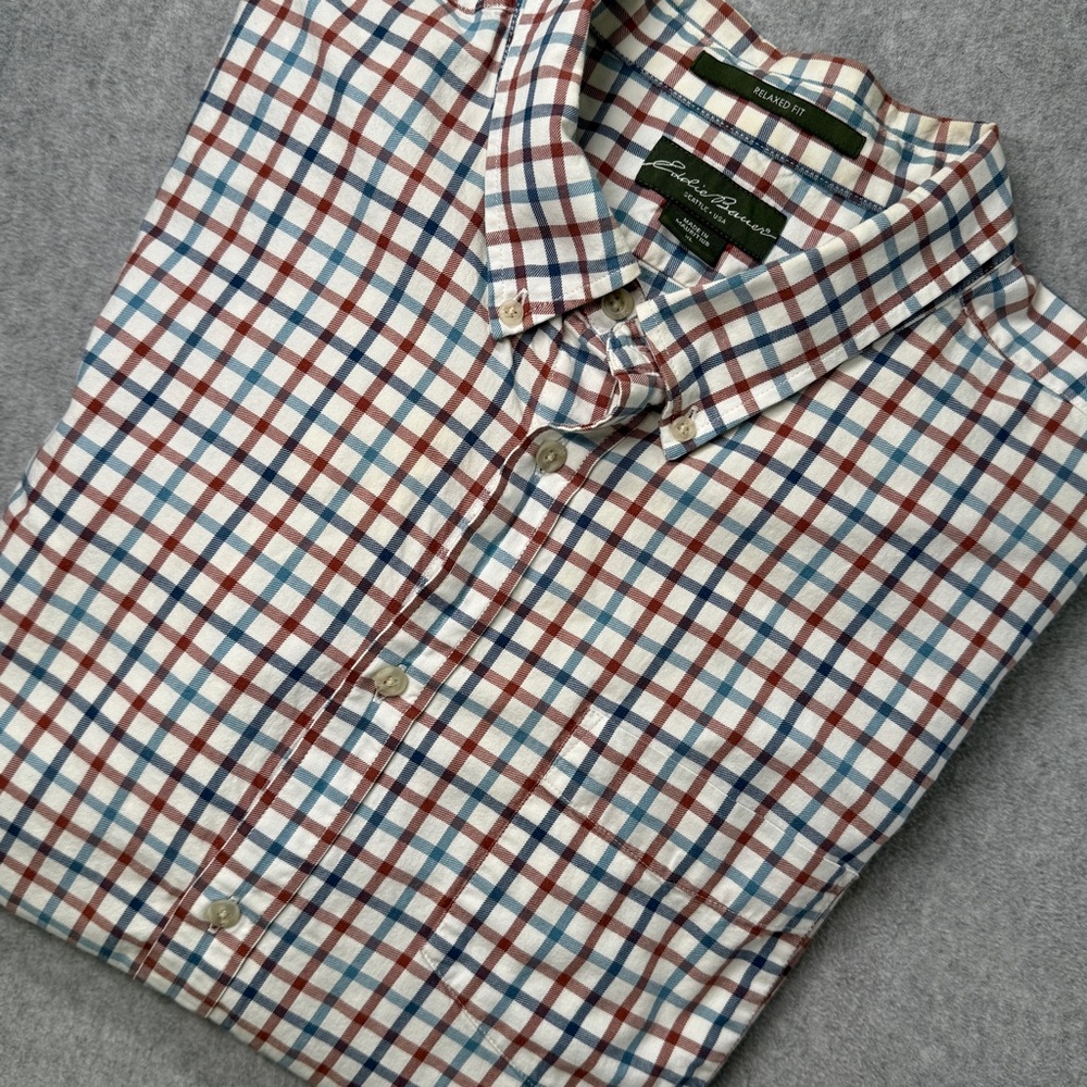 Eddie Bauer Relaxed Fit Plaid Button Down Shirt XL Long Sleeve Casual